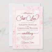 Nothing Fancy Just Love Pink Peonies Boho Wedding Kaart (Voorkant)