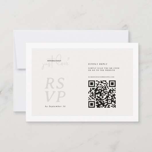 Nothing Fancy Just Love QR-code RSVP Card (Devant)