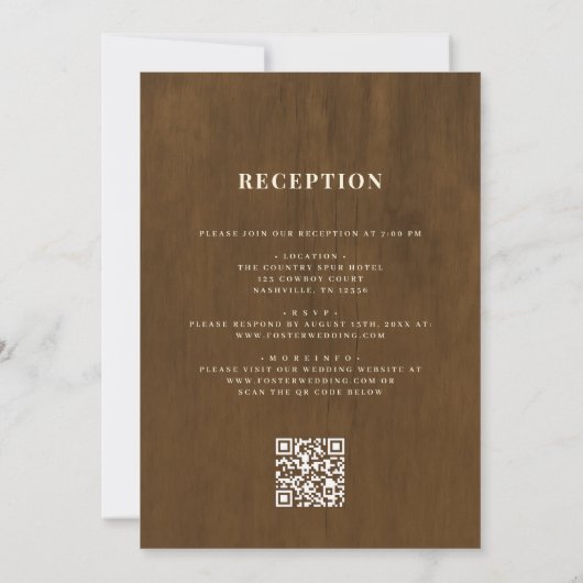 Nothing Fancy Just Love Rustic QR Code Wedding Kaart (Achterkant)