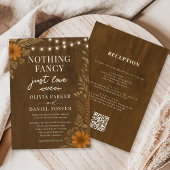 Nothing Fancy Just Love Rustic QR Code Wedding Kaart