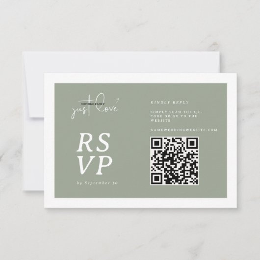 Nothing Fancy Just Love Sage Green QR-code RSVP  (Devant)