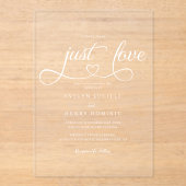 Nothing Fancy Just Love Script Heart Wedding Acryl Uitnodigingen (Voorkant)