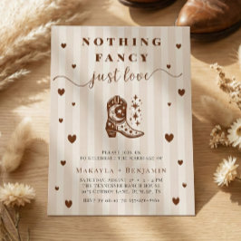 Nothing Fancy Just Love Western Rustic Wedding Kaart