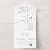 Nothing Fancy Minimalist Calm White Wedding All In One Uitnodiging (Binnen)