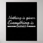 Nothing Is Given Everything Is Earned Motivational Poster (Voorkant)