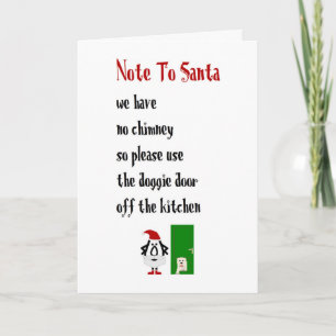 Notitie bij de Kerstman, een grappig vrolijk kerst Kaart