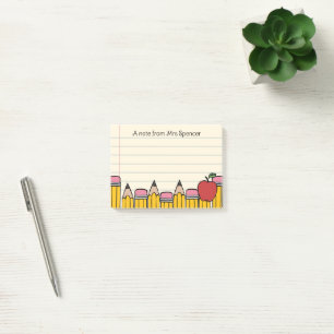 Notitie van de leraar handgetekende schoolkunst post-it® notes
