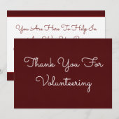 notitie voor vrijwilligers bedankkaart (Voorkant / Achterkant)