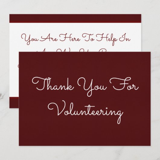 notitie voor vrijwilligers bedankkaart (Voorkant / Achterkant)