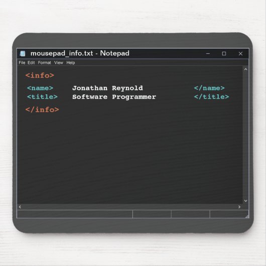 Notitieblok Formatteren Computer Programmer Donker Muismat (Voorkant)