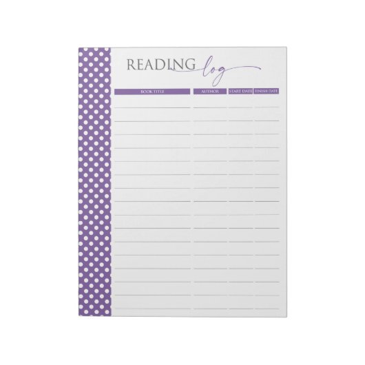 Notitieblok Lavender Reading Log Pages (Gedraaid)