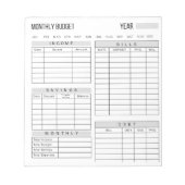 Notitieblok maandelijkse budgetplanner (Voorkant)