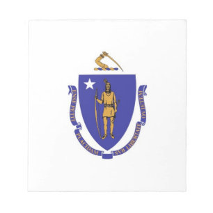 Notitieblok met de vlag van de staat Massachusetts