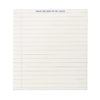 Notitieblok met gelinieerd papier voor leraar en l