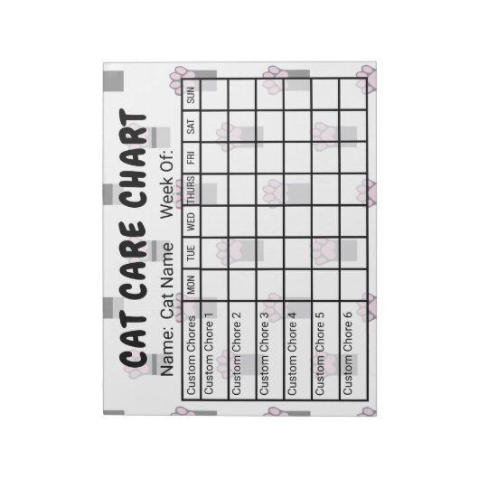 Notitieblok Pauw Print Pattern Cat Care Chore Char (Gedraaid)