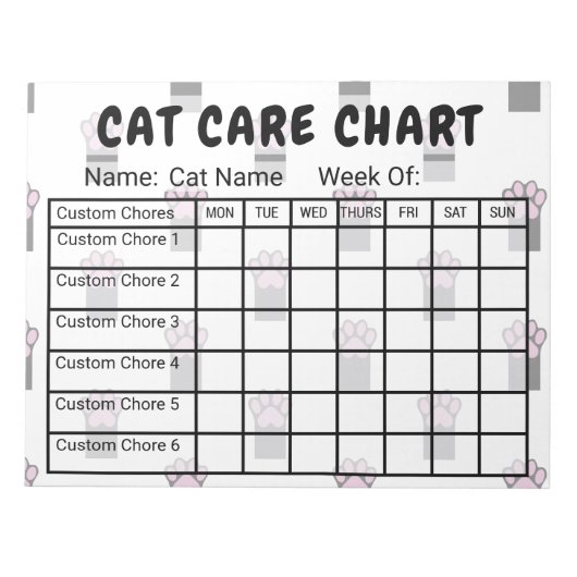Notitieblok Pauw Print Pattern Cat Care Chore Char (Voorkant)