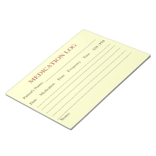 Notitieblok van het medicatielog (wit) (Schuin)