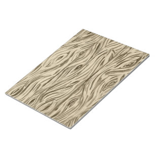 notitieblok van plankjes met houtwaren