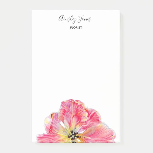 Notitieblok van roze tulpbloem post-it® notes (Voorkant)