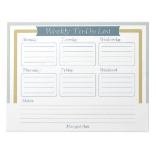 Notitieblok van wekelijkse takenlijst