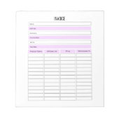 Notitieblok voor compacte factuurplanning voor bed (Voorkant)