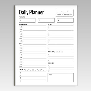 Notitieblok voor de dagelijkse werkplanner