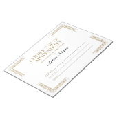 Notitieblok voor persoonlijk echtheidscertificaat (Schuin)