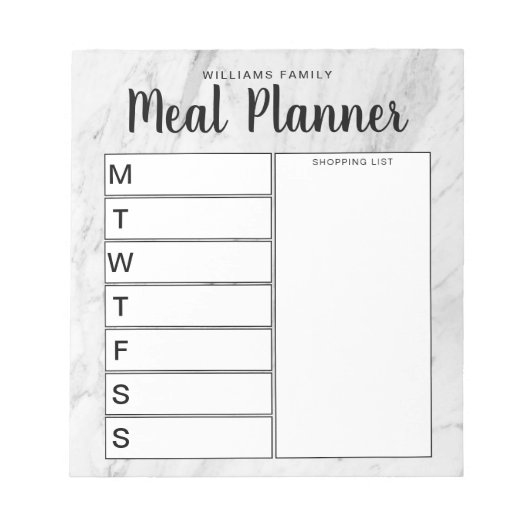 Notitieblok voor wekelijkse maaltijdplanner voor f (Voorkant)