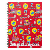 Notitieboek, #7 Happy 7th Birthday Notities rood Notitieboek (Voorkant)