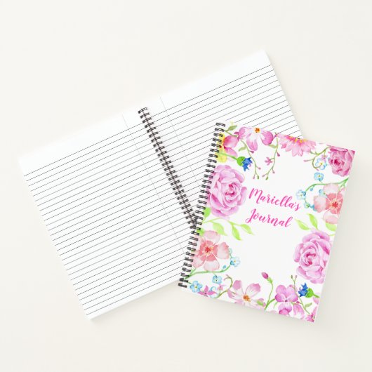 Notitieboek Aangepaste Waterverf bloemen (Binnen)