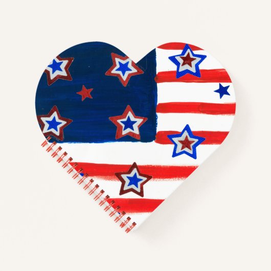 NOTITIEBOEK Amerikaanse vlag Heart Shape (Voorkant)