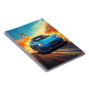 Notitieboek - Blauwe sportwagen
