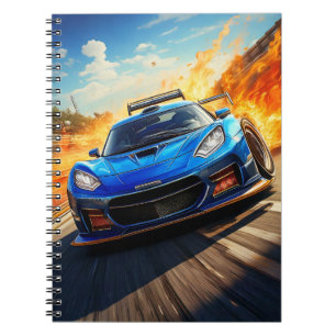 Notitieboek - Blauwe sportwagen