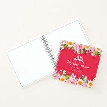 Notitieboek Bright Red Floral Quinceanera Guestboo