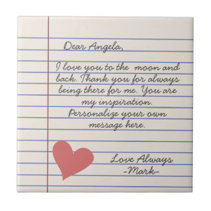 Notitieboek handgeschreven liefdesbrief of -berich tegeltje