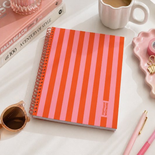 Notitieboek Journaal | Preppy Stout Streep Koraal