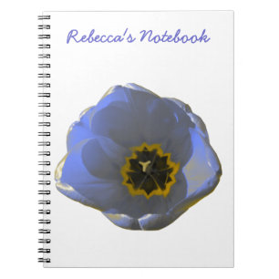 Notitieboek met blauwe en gele tulpen