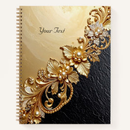 Notitieboek met gouden bloemversiering