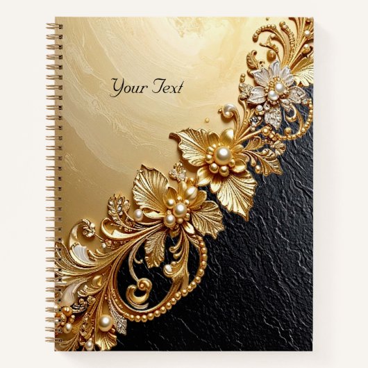 Notitieboek met gouden bloemversiering (Voorkant)