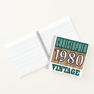 Notitieboek met jaar 1980 vintage naam