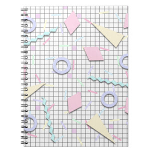 Notitieboek met pastel geo print uit de jaren 80