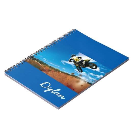 Notitieboek-motorfiets en aangepaste naam notitieboek (Linkerzijde)