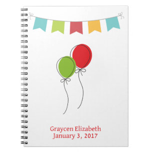 Notitieboek, Nieuwe Ouders, Ballonnen Babyboek Aan Notitieboek