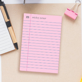 Notitieboek Papier Roze Voeg Jouw naam en Initiaal Post-it® Notes