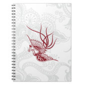 Notitieboek Rode vogel en Floral Pattern (Voorkant)