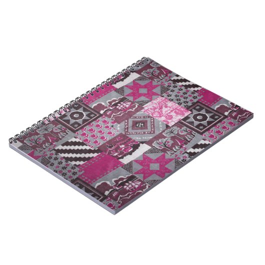 Notitieboek Roze patchwork (Linkerzijde)
