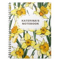 NOTITIEBOEK Spring Daffodil Design & Custom Name