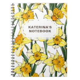NOTITIEBOEK Spring Daffodil Design & Custom Name