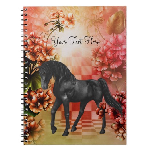 Notitieboek van Black Horse Fantasy Flowers (Voorkant)