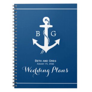 Notitieboek van de Nautical Anchor Monogram Weddin
